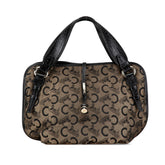 セリーヌ Cマカダム ビタースイート トートバッグ カーキ ブラック キャンバス レザー レディース CELINE 【中古】